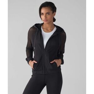 Lululemon Mesh Full Zip Hoodie Black Lightweight Breathable Activewear Jacket
